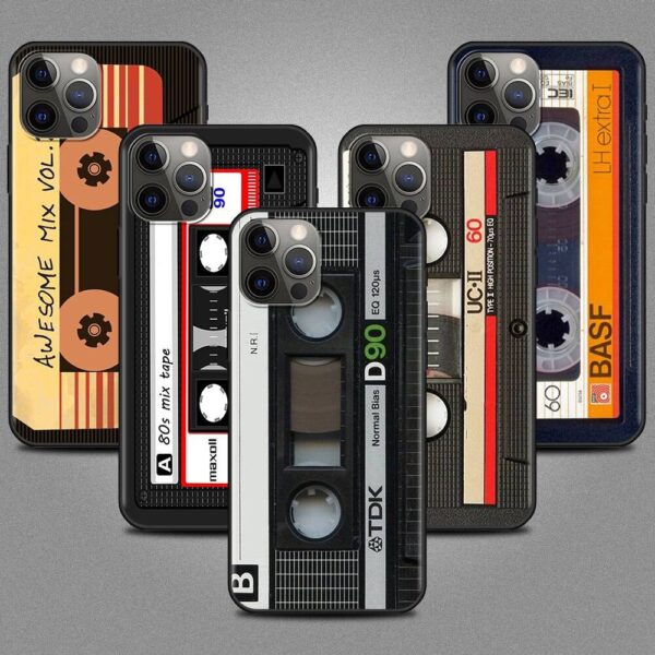 Black Soft Phone Case For iPhone 11 12 Pro Max 7 8 Plus Cover For XR SE 2020 X XS 6 6S 5 5S Silicone Shell Old Cassette Audio Gadgets & Gifts Phone Cases