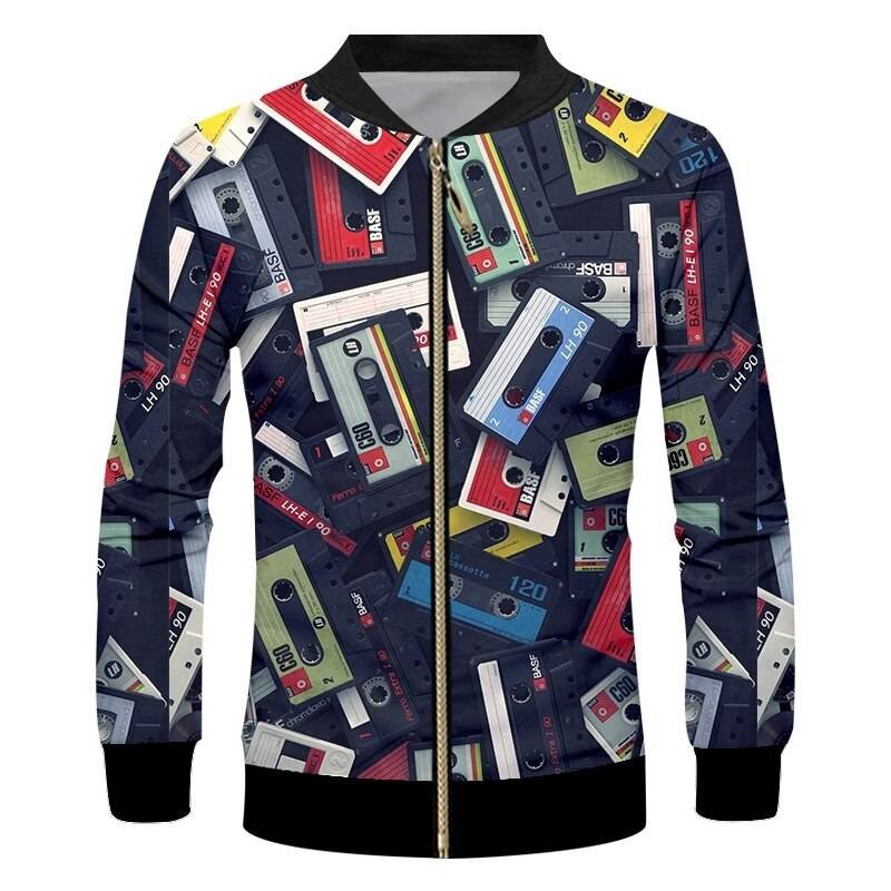 Retro Cassette Zip Up 3D Jacket ★