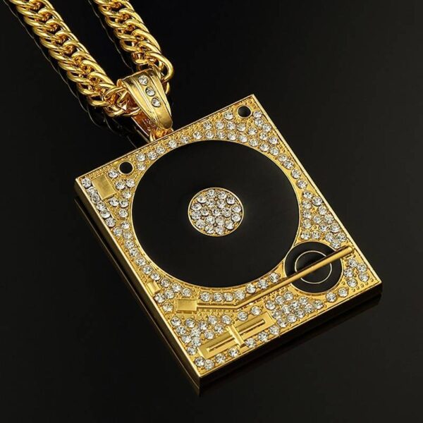 Turntable Necklace Gold or Silver with Rhinestone Bling Jewellery & Watches Necklace